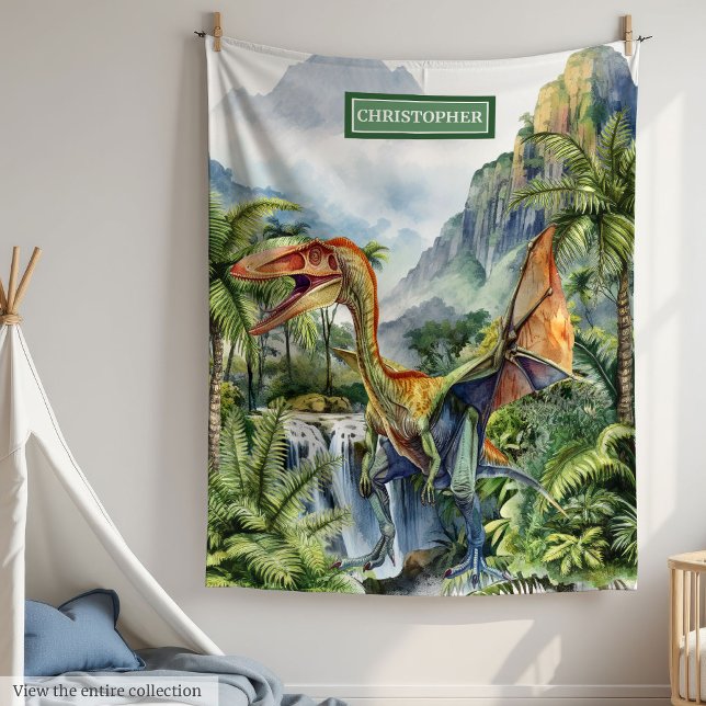 Couverture Polaire Personnalisé Garçons Anniversaire Dinosaur préhist (Personalized Boys Birthday Prehistoric Dinosaur Fleece Blanket )