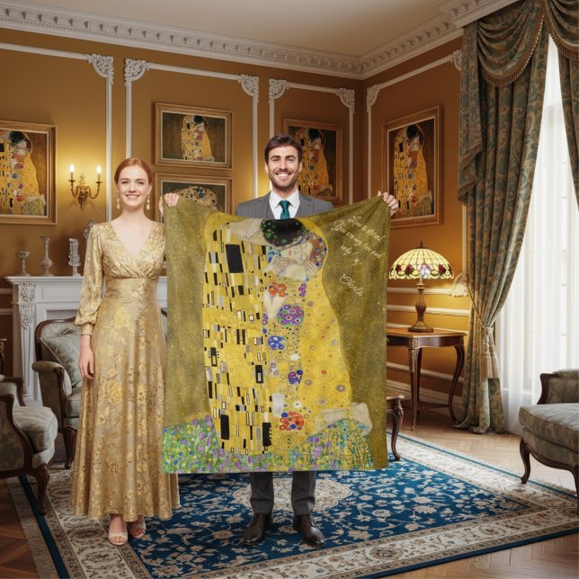 Couverture Polaire Personnalisé Gustav Klimt Le message d'amour du ba (Créateur téléchargé)