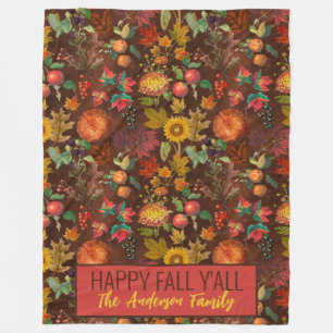 Couverture Polaire Personnalisé Happy Fall Y'all Automne Botanique