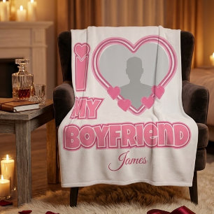 Couverture Polaire Personnalisé J'aime mon petit ami – Ajouter une ph