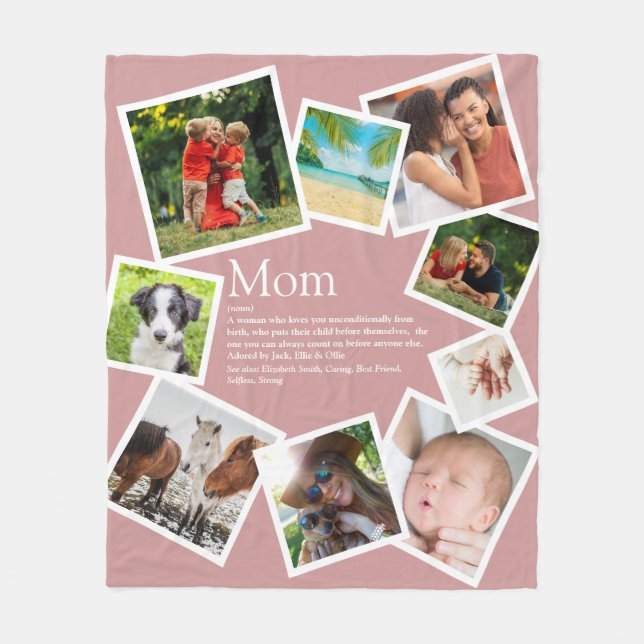 Couverture Polaire Personnalisé Maman Définition 9 Photo Blush Rose (Devant)