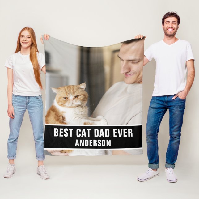 Couverture Polaire Personnalisé Meilleur Chat Papa Jamais personnalis (En situation)