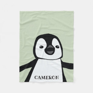 Couverture Polaire Personnalisé mignon drôle Penguin bébé vert