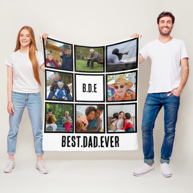 Couverture Polaire Personnalisé Moderne BDE Meilleur Papa Jamais 8 Ph (En situation)