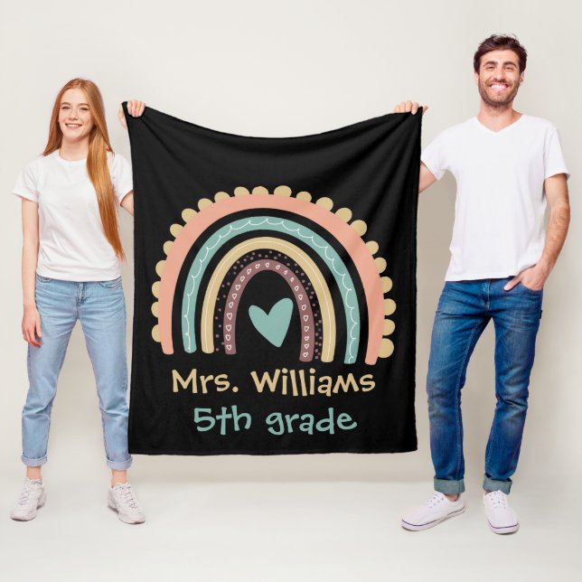 Couverture Polaire Personnalisé Moderne Cute Rainbow Enseignant (En situation)