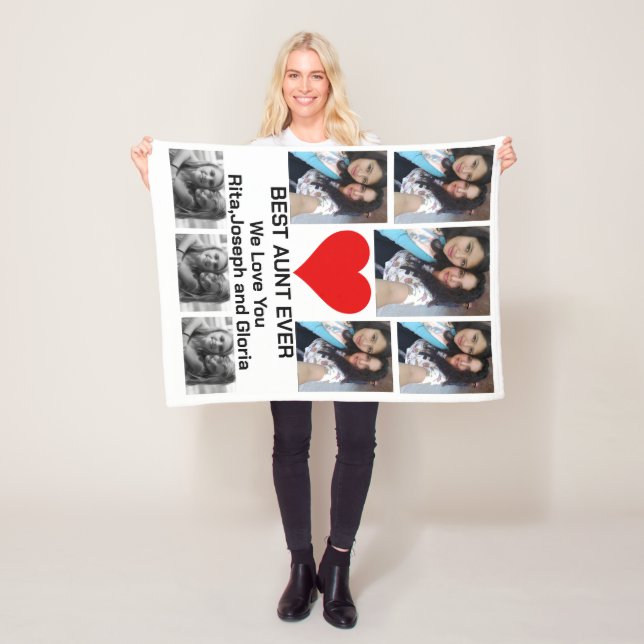 Couverture Polaire Personnalisé Moderne Meilleure Tante Ever 8 Collag (En situation)