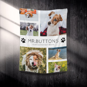 Couverture Polaire Personnalisé Moderne Nom de l'animal Photo Collag