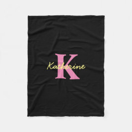 Couverture Polaire Personnalisé Monogramme Noir moderne