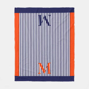 Couverture Polaire Personnalisé Navy Et Orange Esthétique Nautique
