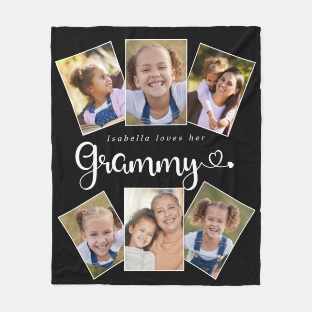 Couverture Polaire Personnalisé Nom Aime Grammy Cute Fun Photo Collag (Devant)