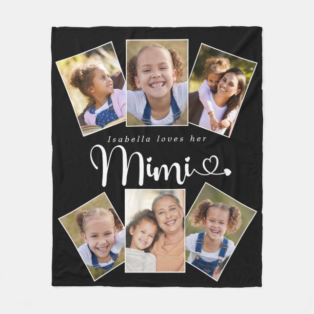 Couverture Polaire Personnalisé Nom Aime Mimi Mimi Jote Collage photo (Devant)