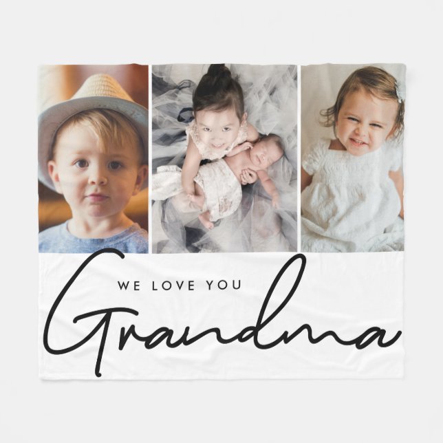Couverture Polaire Personnalisé Nous vous aimons Photos de Grand-mère (Devant (Horizontal))