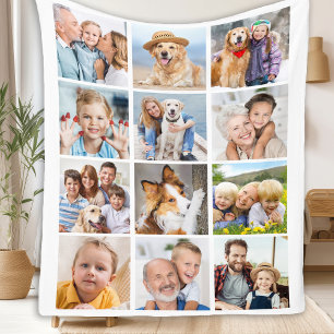 Couverture Polaire Personnalisé tendance 12 Photos Collage Famille An