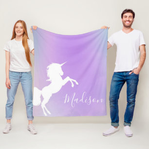 Couverture Polaire Personnalisé Unicorn Cotton Candy violet élégant