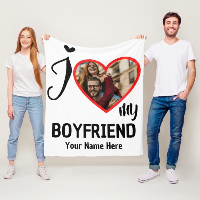 Couverture Polaire Personnalisé Valentines Coeur Photo J'aime Mon cop (En situation)