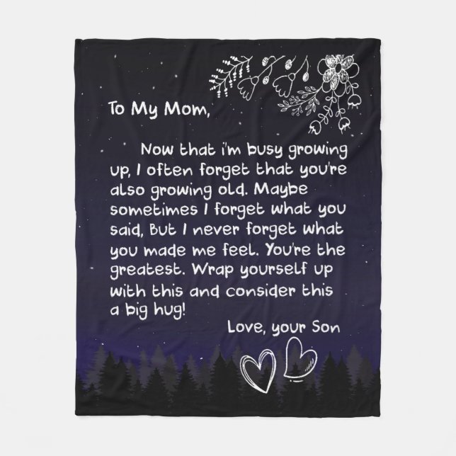 Couverture Polaire Personnalisée À Ma Maman Lettre D'Amour Du Fils (Devant)