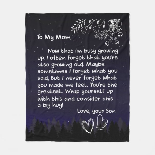 Couverture Polaire Personnalisée À Ma Mère Lettre D'Amour Du Cadeau D (Devant)