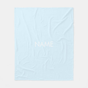 Couverture Polaire Personnaliser avec nom, texte minimaliste bleu cla