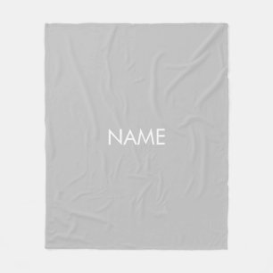 Couverture Polaire Personnaliser avec nom, texte minimaliste gris bla