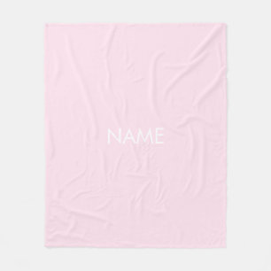 Couverture Polaire Personnaliser avec nom, texte minimaliste rose pâ