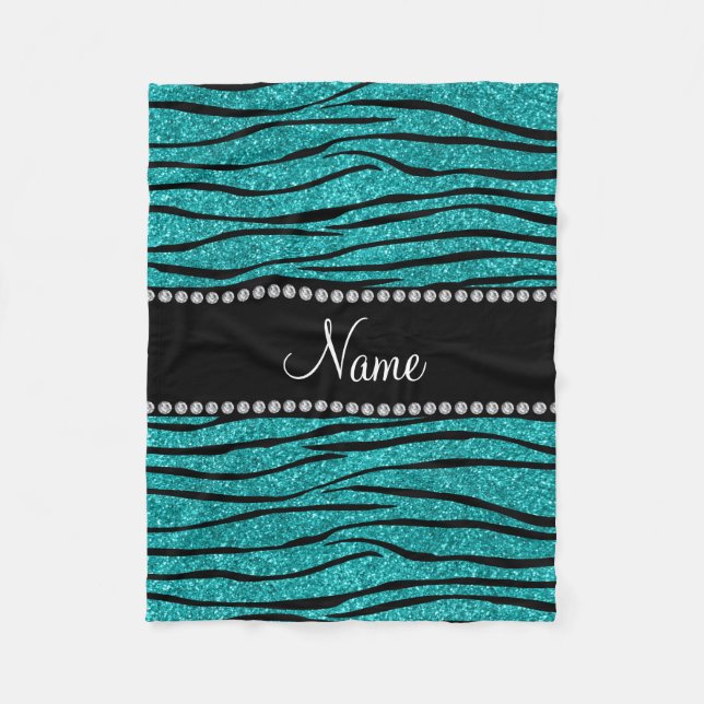 Couverture Polaire Personnaliser le nom parties scintillant turquoise (Devant)
