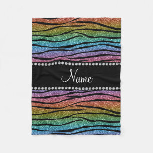 Couverture Polaire Personnaliser le nom rainbow parties scintillant z