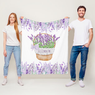 Couverture Polaire Personnaliser le panier floral lavande violet vert