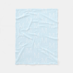 Couverture Polaire Personnaliser monogramme lettre initiale bleu clai