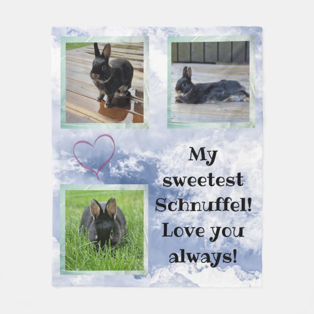 Couverture Polaire Pet bunny photo collage - clouds (Devant)
