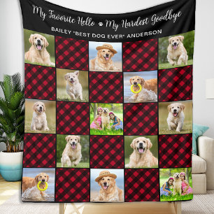 Couverture Polaire Pet Dog Memorial Personnalisé 13 Photo Red Plaid