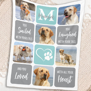 Couverture Polaire Pet Dog Memorial Personnalisé 6 Photo Collage