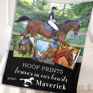 Couverture Polaire Pet Horse Memorial Personnalisé 4 Photo Collage