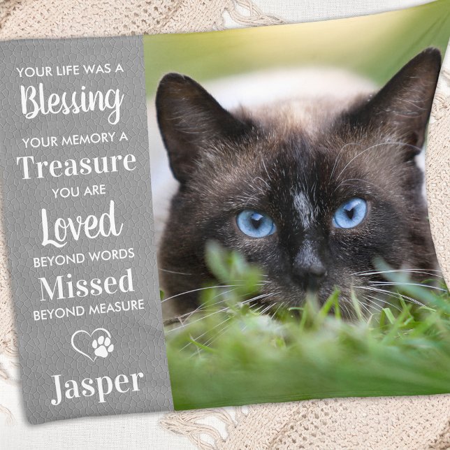 Couverture Polaire Pet Memorial Custom Souvenir Poème Photo Chat (Créateur téléchargé)