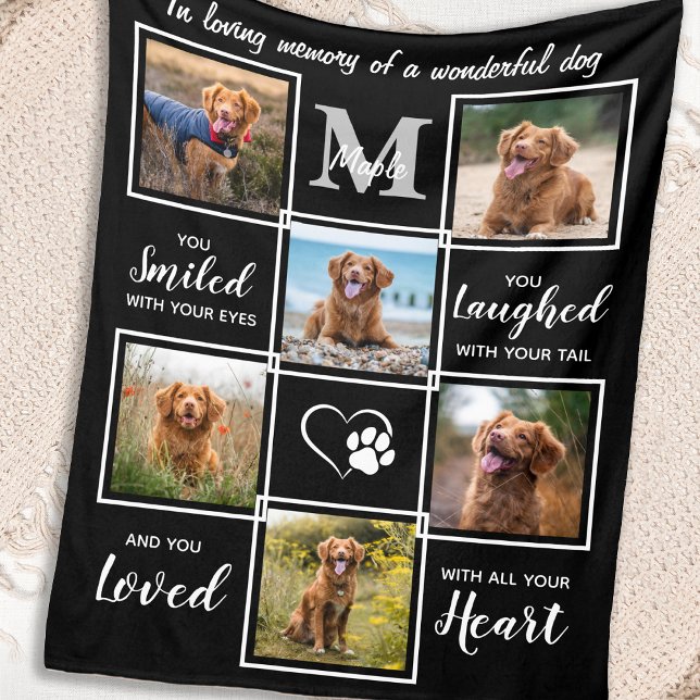Couverture Polaire Pet Memorial Élégant Personnalisé 6 Photo Collage (Créateur téléchargé)