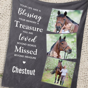 Couverture Polaire Pet Memorial Personnalisé 3 Horse Photo Collage
