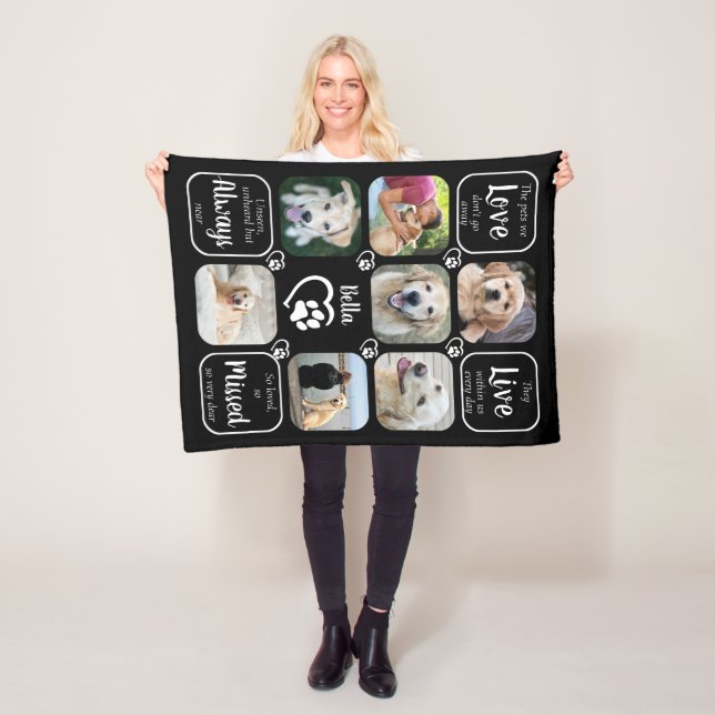 Couverture Polaire Pet Memorial Personnalisé 7 Photo Collage (En situation)
