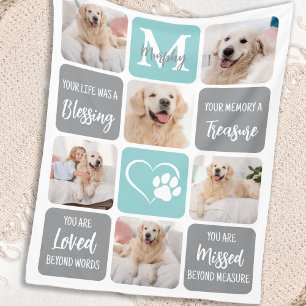 Couverture Polaire Pet Memorial Personnalisé Chien 6 Photo Collage