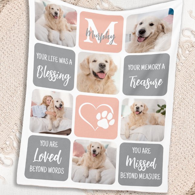 Couverture Polaire Pet Memorial personnalisé Pastel Photo Collage Chi (Créateur téléchargé)