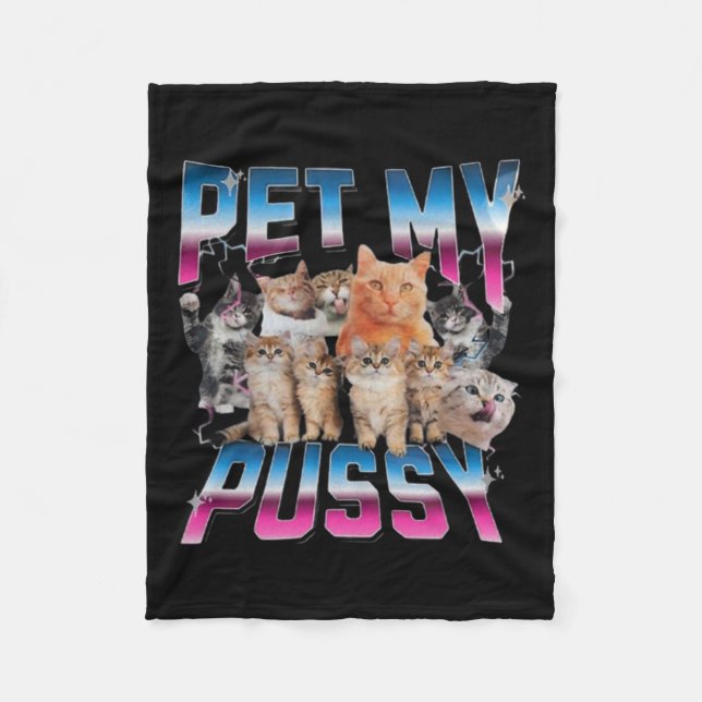 Couverture Polaire Pet My Pussy Chat Funny Chats Mème (Devant)