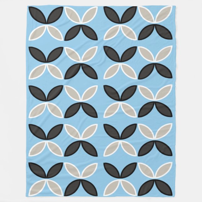 Couverture Polaire Pétales de papillon noir gris et blanc motif (Devant)