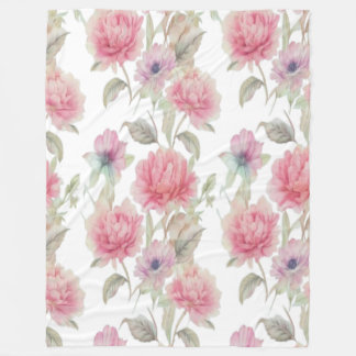 Couverture Polaire Pétales Pastel Blanche en polaire
