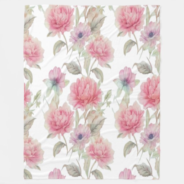 Couverture Polaire Pétales Pastel Blanche en polaire (Devant)