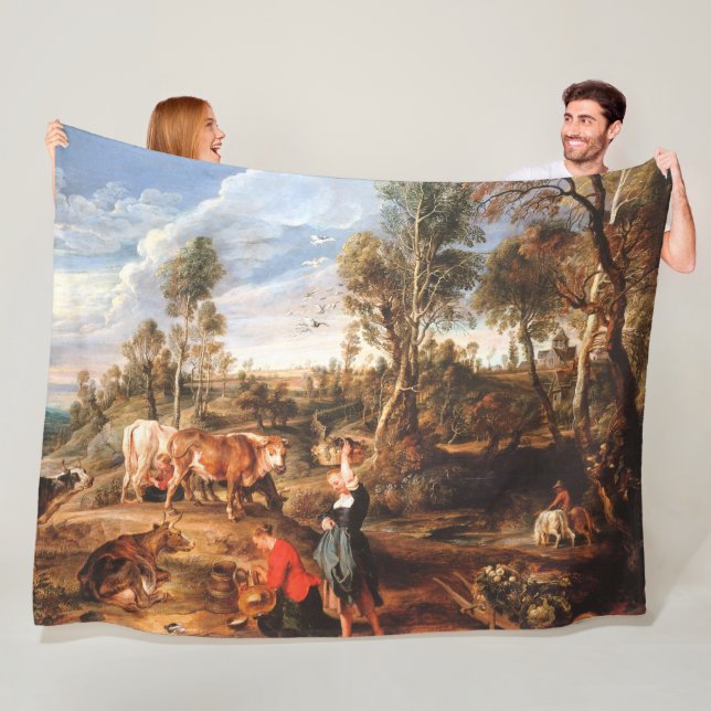 Couverture Polaire Peter Paul Rubens Milkmaips avec du bétail sur une (En situation)