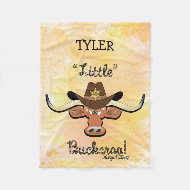 Couverture Polaire Petit Buckaroo, Longhorn Steer Blanket en polaire (Devant)