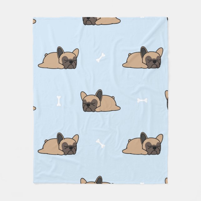 Couverture Polaire Petit chiot français bulldog dormant sans soudure  (Devant)