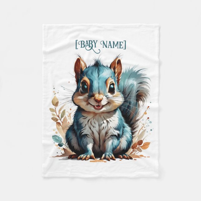 Couverture Polaire Petit écureuil bleu personnalisé (Devant)