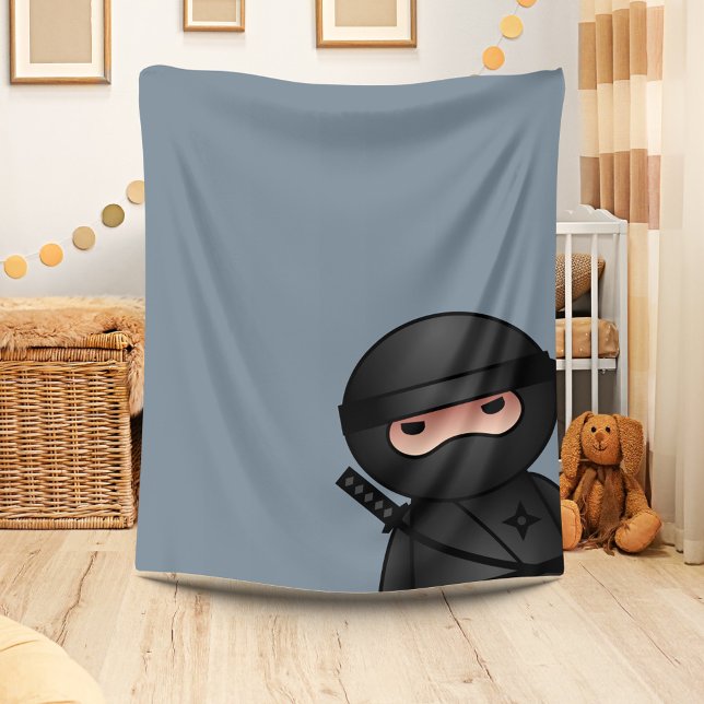 Couverture Polaire Petit guerrier de Ninja sur Grey (Créateur téléchargé)