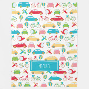Couverture Polaire Petit Motif de véhicule avec prénom