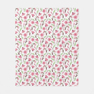 Couverture Polaire Petit motif floral de fleurs de cerisier roses