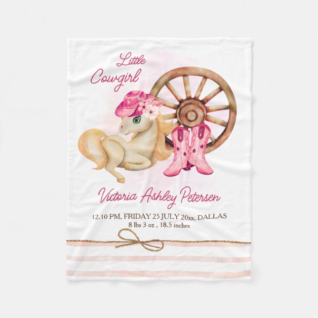 Couverture Polaire Petite cowgirl chevaux statistiques de naissance b (Devant)